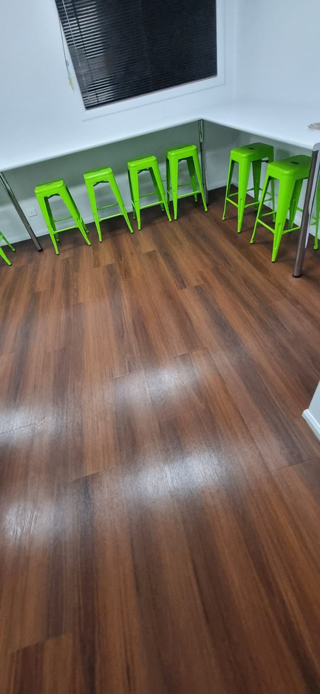 Polished floor in a staff break room