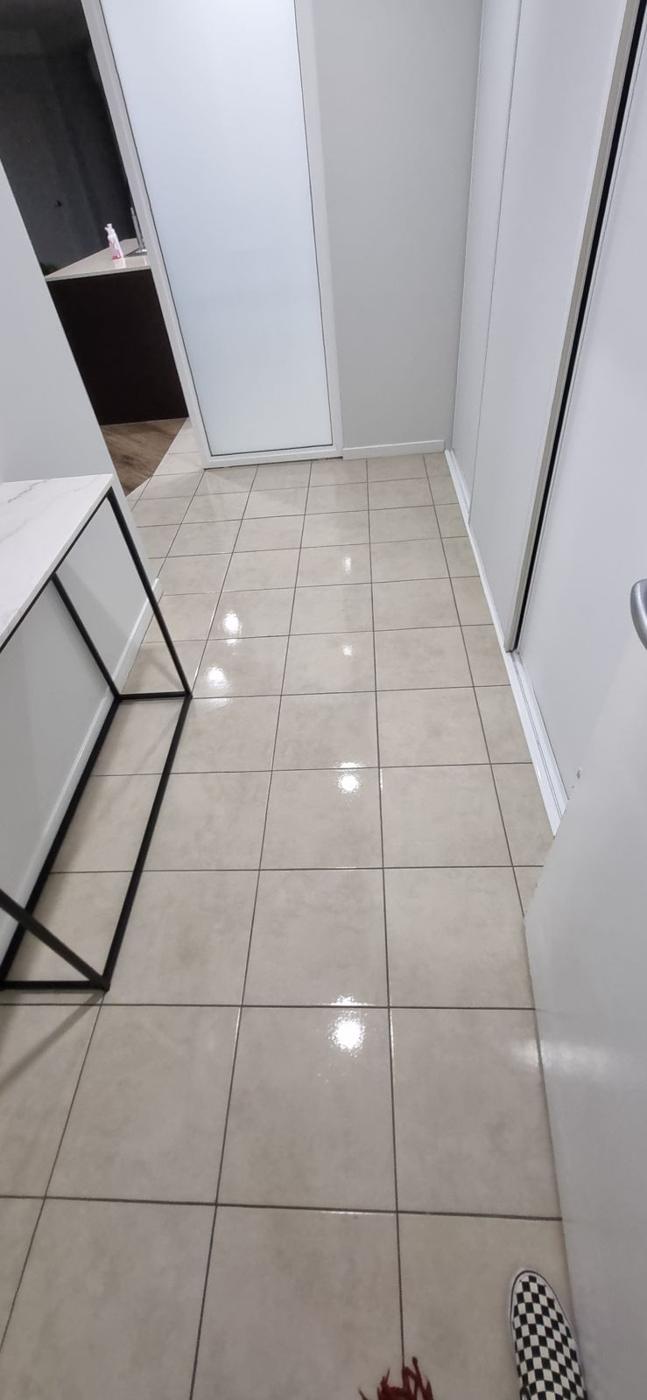 Hallway with clean tiles